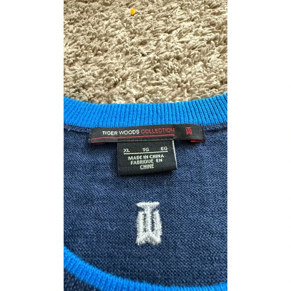 Nike Tiger Woods Collection Merino Wool Blend‎ Blue Golf Sweater Mens XL 482101